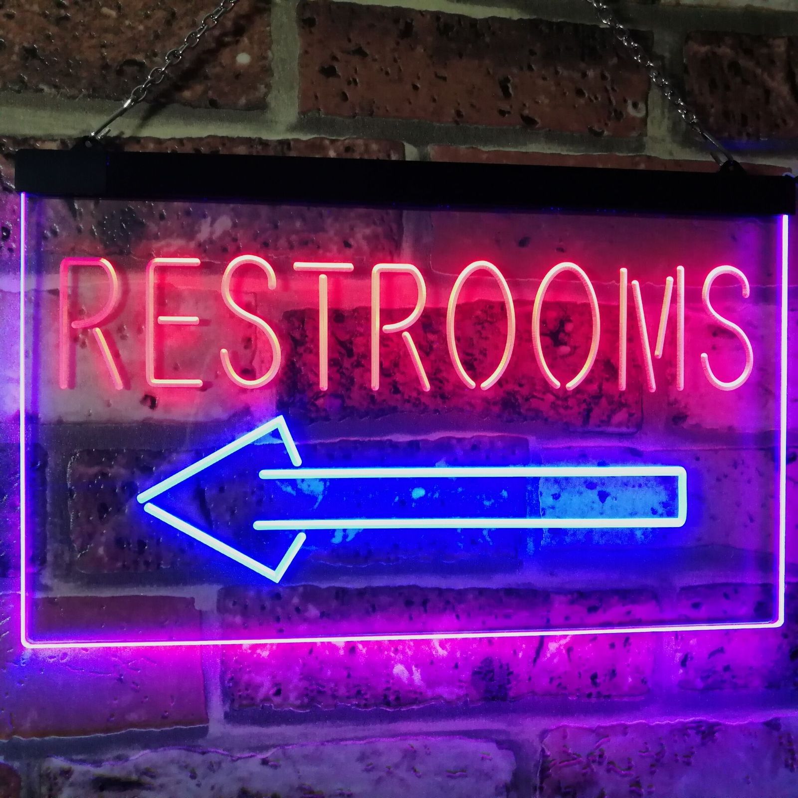 Restroom Arrow Point to Left Toilet Dual Color Led Neon Sign